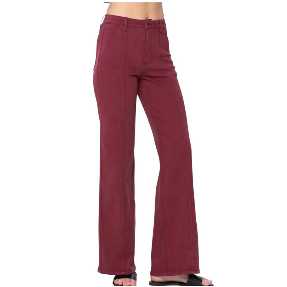 Judy Blue Jenna Size 3/26 High Waist Burgundy Front Seam Straight Leg Jeans